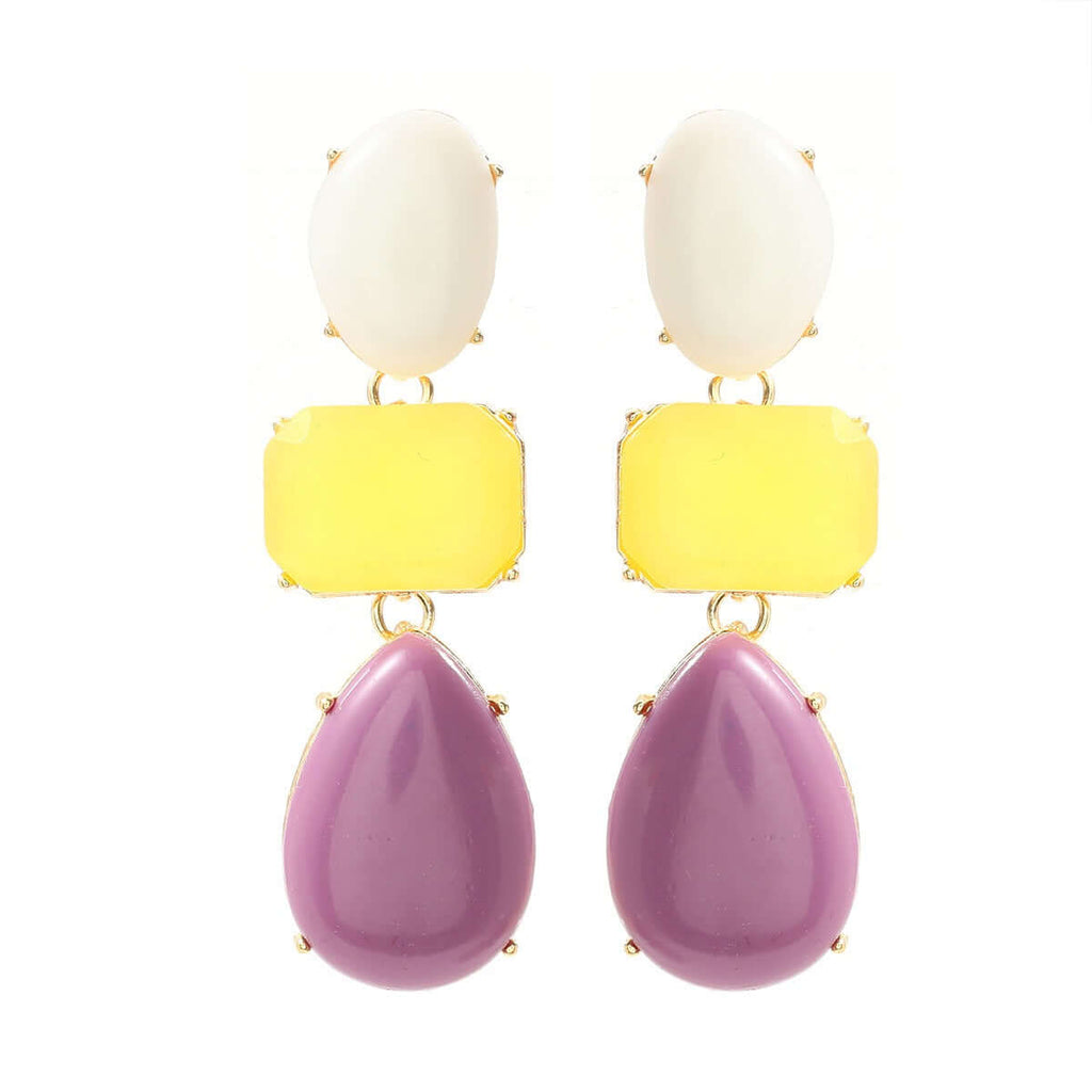 Colored resin earrings for women with Bohemian style exaggerated accessories in vibrant colors.