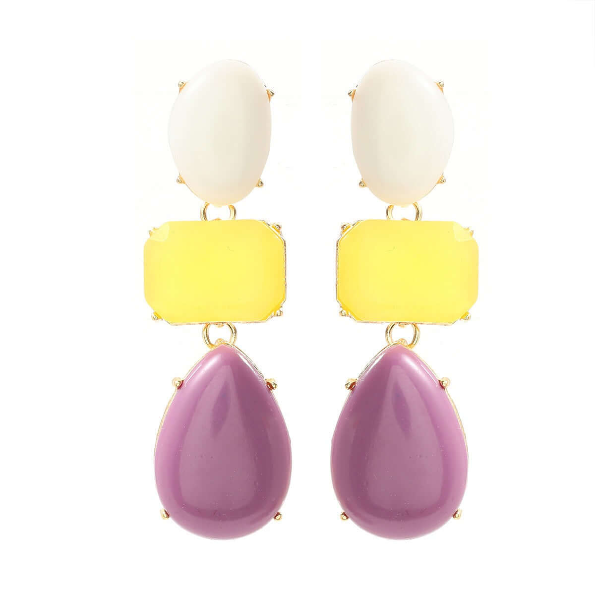 Colored resin earrings for women with Bohemian style exaggerated accessories in vibrant colors.