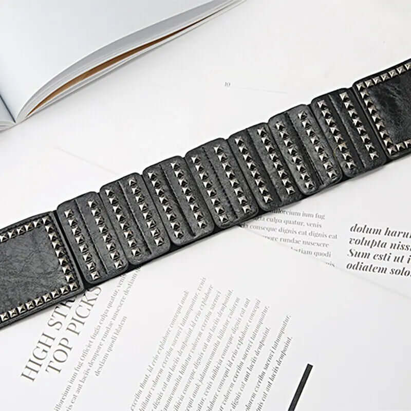 Gothic Style Liuding Dark Style Womens Plastic Waist Coat Dress Suit Womens Belt on a flat surface with text.