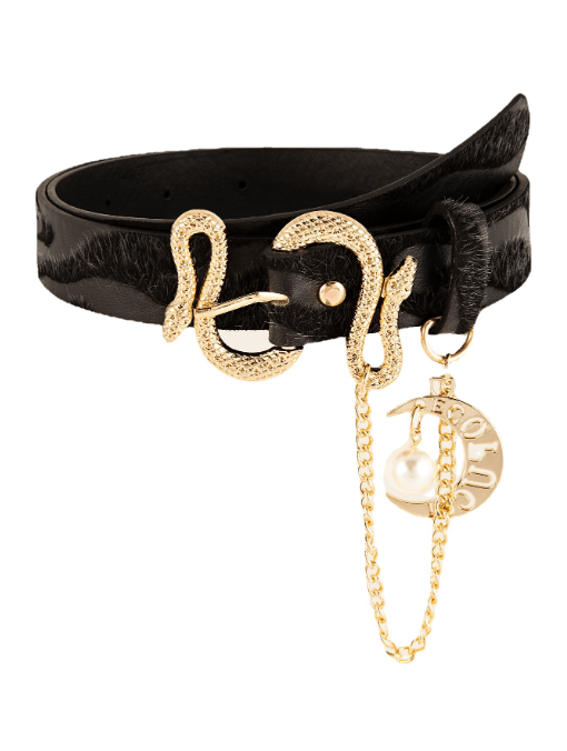 Snake buckle jacquard velvet women belt chain elegant and luxurious accessories.