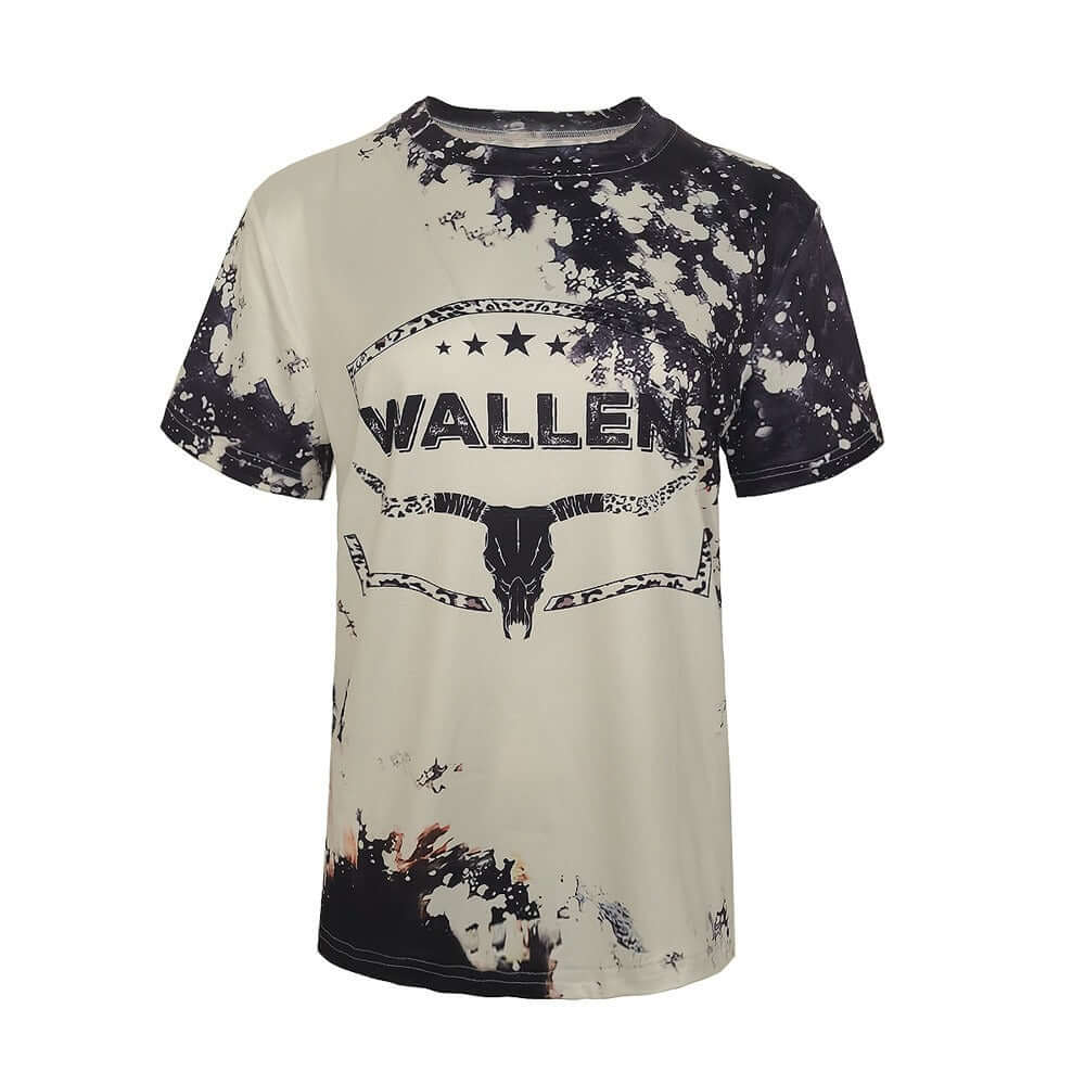 Summer New Temu Top Digital Print Round Neck Short Sleeve T Shirt Womens Wear with animal pattern and loose fit.