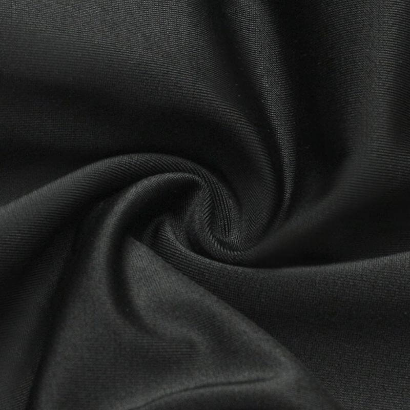 Black polyester fabric close-up suitable for Swim Suit T-shirt Thong Bikini womens.