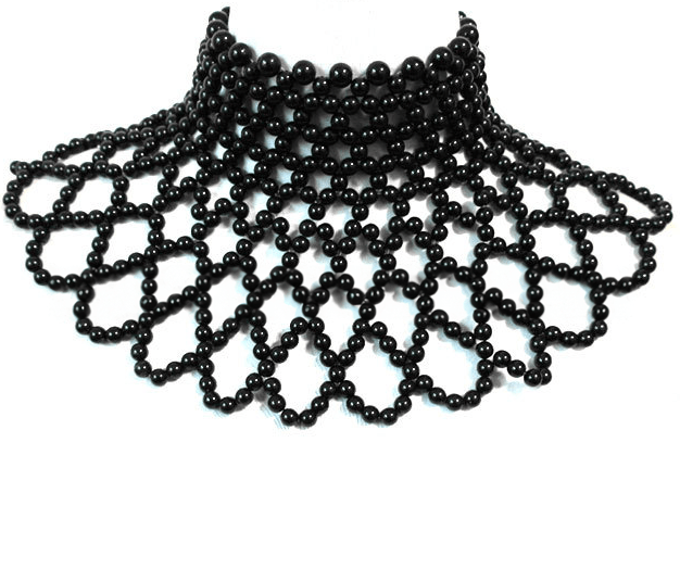 Necklace Women Pearl Body Chain Wedding Dress Accessories Necklace Cutout Dress Accessories. Black beaded choker design.