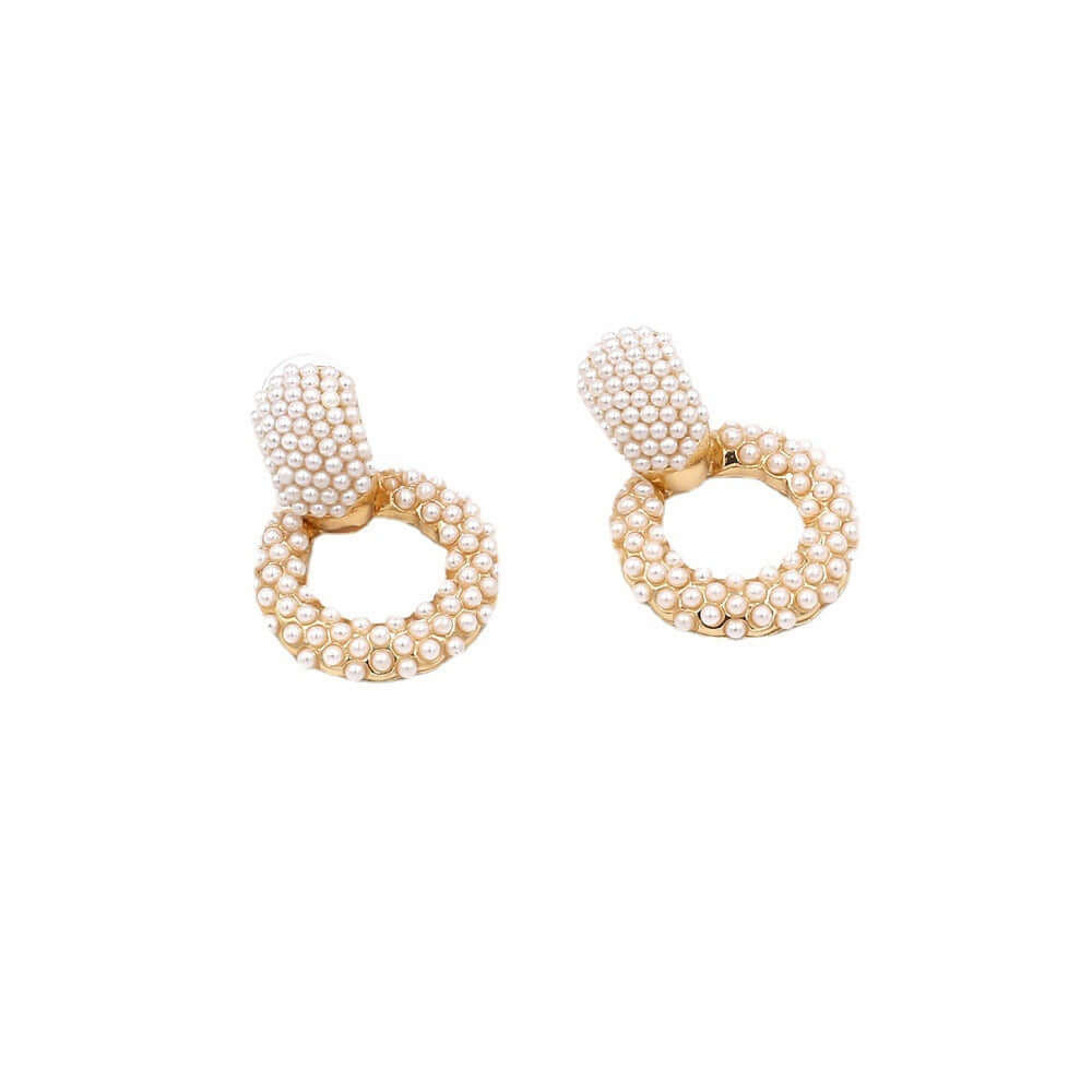 Circled earrings exaggerated accessories for women made of high-quality alloy, featuring a stylish pearl design.