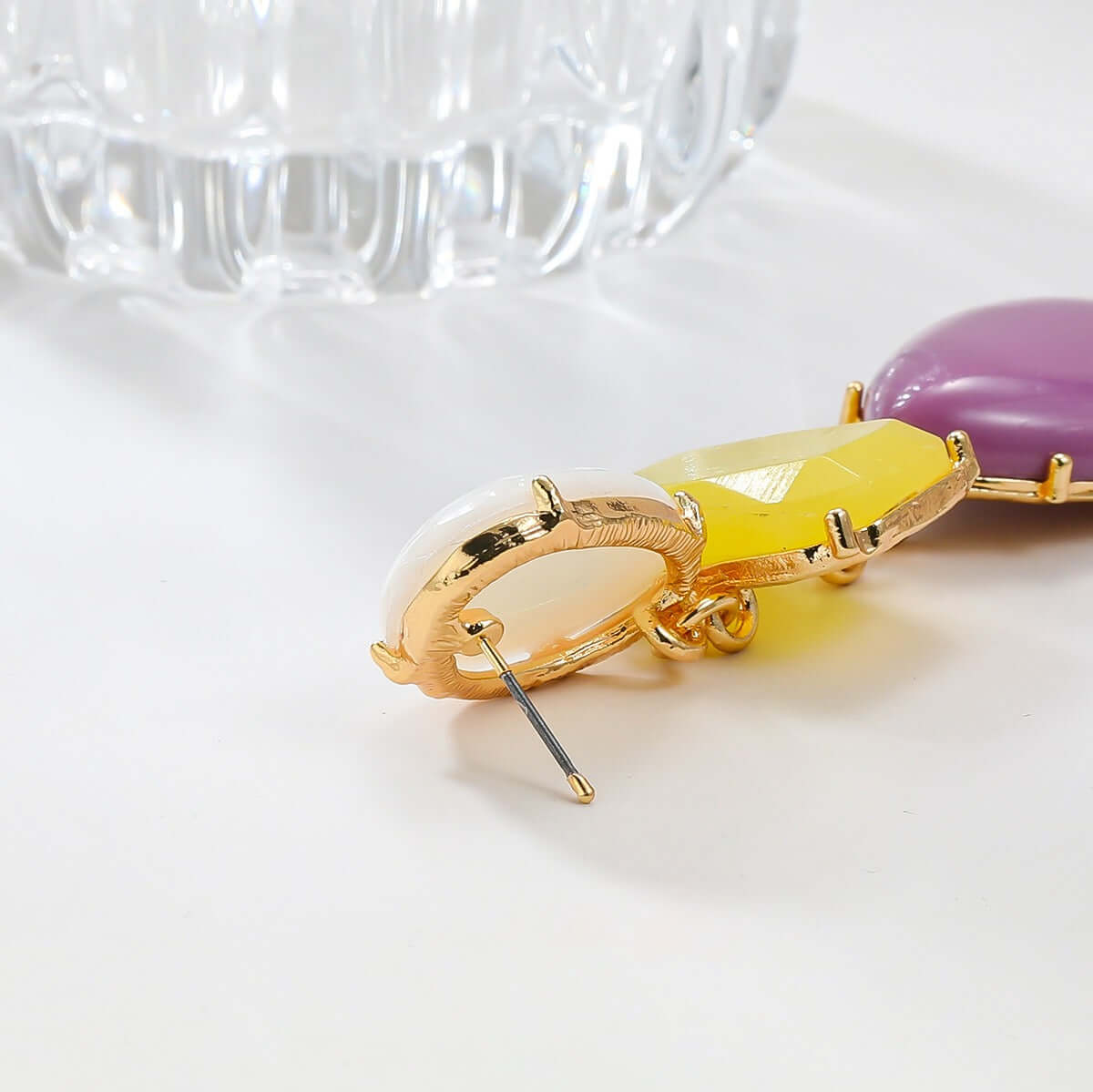 Colored resin earrings for women with Bohemian style exaggerated accessories in vibrant colors.