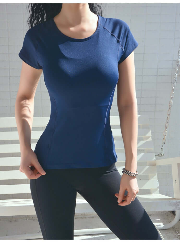 Women Summer T Shirts Slim Fit For Sports Fitness Yoga Short Sleeve Yoga Top Mesh Womens Gym Shirt Sport Wear