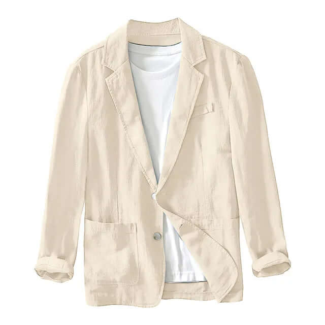 Leisure Thin Mens Fashion Suits Solid Color Lapels Buttons Suits Jackets And Tops British Style Linen Blended Coat Party Wear
